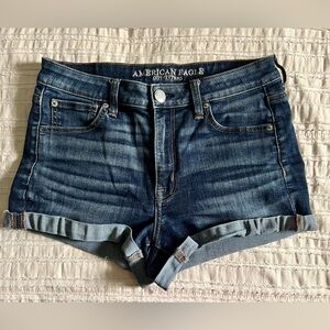 American Eagle Outfitters Dark Blue Jean Hi-Rise Shorts - size 8